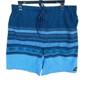 Laguna B Blue Board Shorts with Geometric Pattern